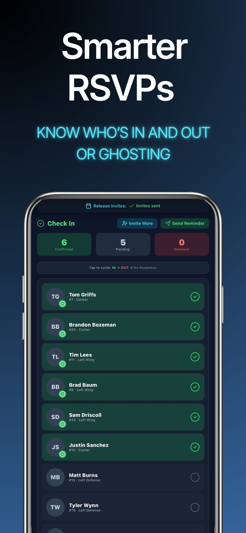 RSVP tracking — know who's in, out, or ghosting